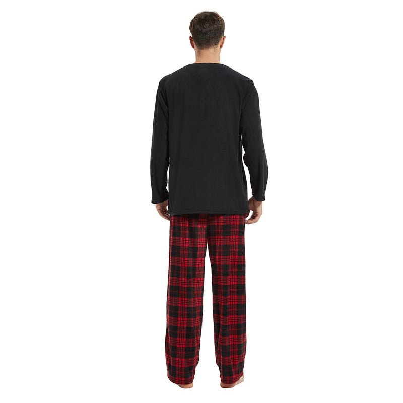 U2SKIIN Couple Pajama Sets, Plaid Pajama Set for Men and Women Soft Warm Pjs Set Black/Red-Black Plaid Mens Large - Image 2